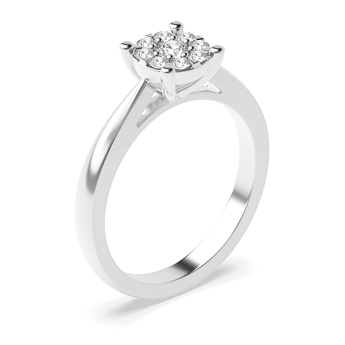 4 Prong Round Side gallary cluster Moissanite Engagement Rings