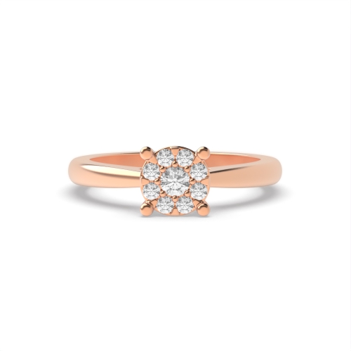 4 Prong Round Rose Gold Cluster Engagement Rings