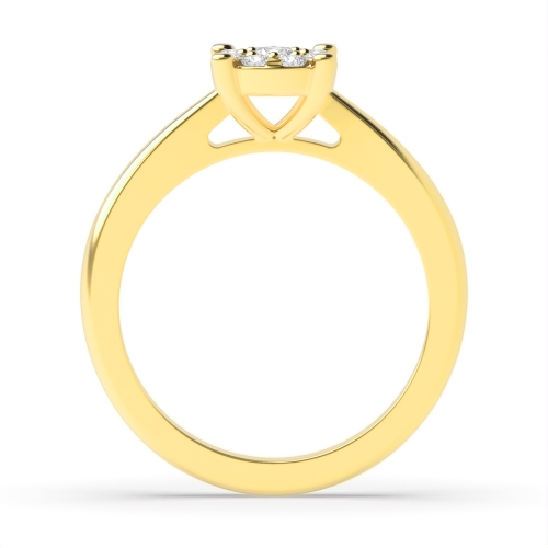 4 Prong Round Yellow Gold Cluster Engagement Rings