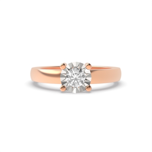4 Prong Round Rose Gold Illusion plate Engagement Rings