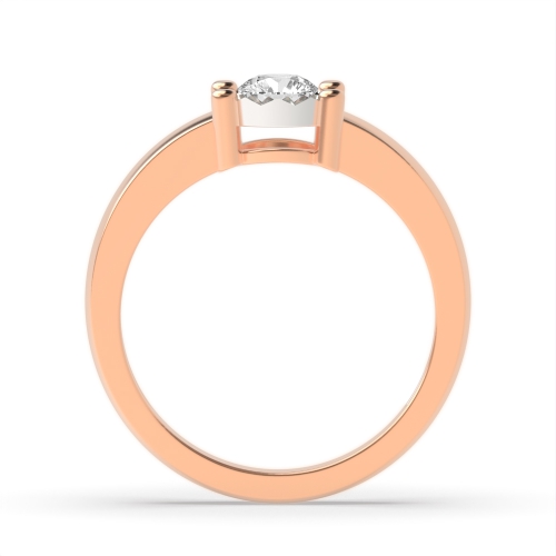 4 Prong Round Rose Gold Illusion plate Engagement Rings