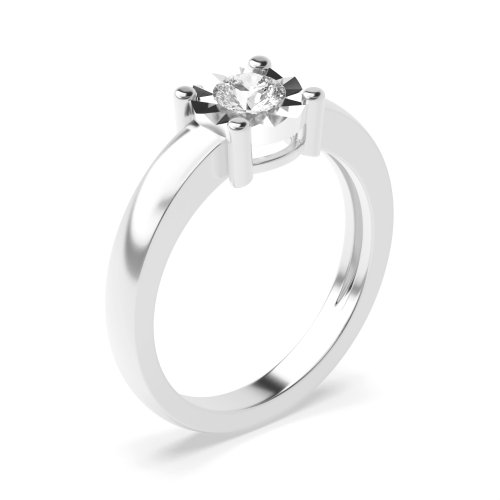 4 Prong Round Illusion plate Engagement Rings
