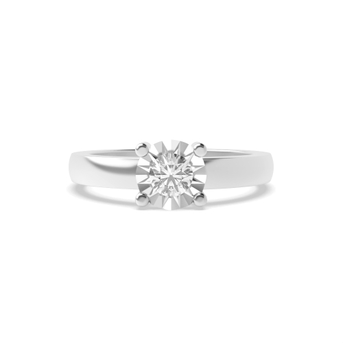 4 Prong Round Illusion plate Engagement Rings