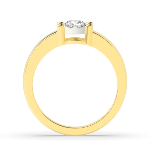 4 Prong Round Yellow Gold Illusion plate Engagement Rings