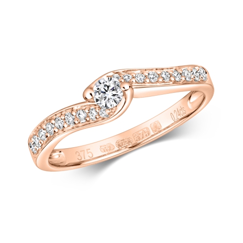 Pave Setting Round Rose Gold Vibrance Engagement Rings