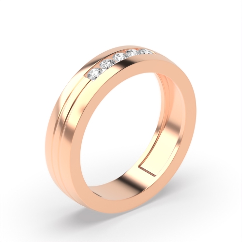 Channel Setting Round Rose Gold Halfway spectrum Band Diamond Rings