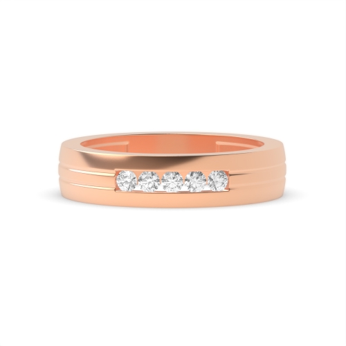 Channel Setting Round Rose Gold Halfway spectrum Band Diamond Rings