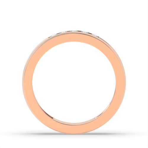 Channel Setting Round Rose Gold Halfway spectrum Band Diamond Rings