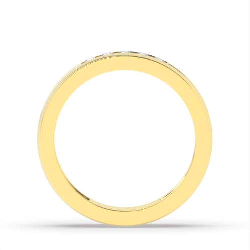 Channel Setting Round Yellow Gold Halfway spectrum Band Diamond Rings