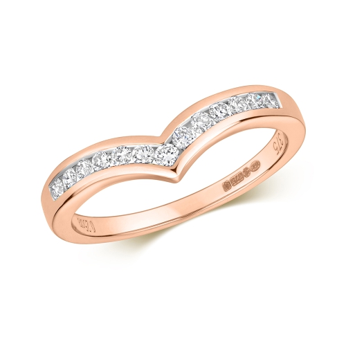 Channel Setting Round Rose Gold Wishbone Eternity Engagement Rings