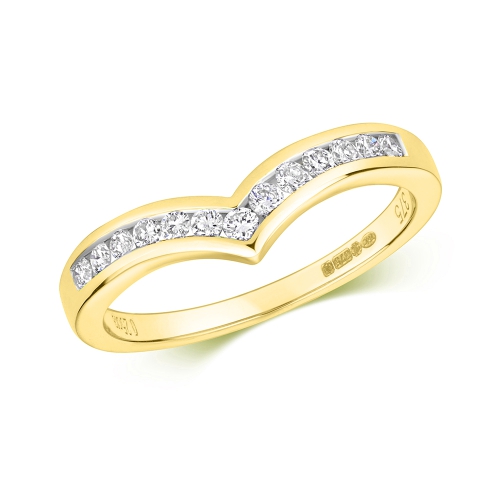 Channel Setting Round Yellow Gold Wishbone Eternity Engagement Rings
