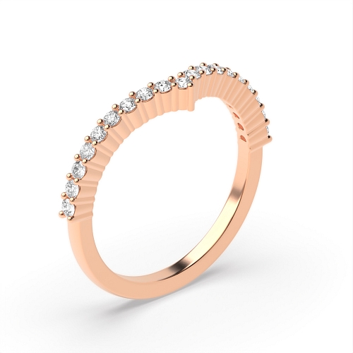 4 Prong Round Rose Gold Wishbone Eternity Wedding Rings & Bands
