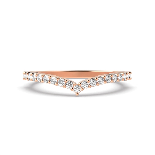4 Prong Round Rose Gold Wishbone Eternity Wedding Rings & Bands