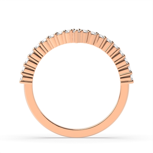 4 Prong Round Rose Gold Wishbone Eternity Wedding Rings & Bands