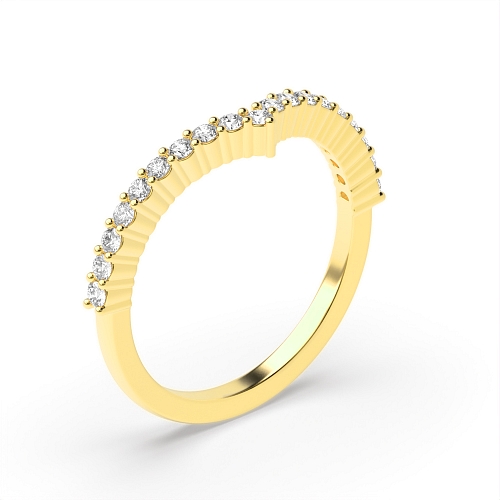 4 Prong Round Yellow Gold Wishbone Eternity Wedding Rings & Bands