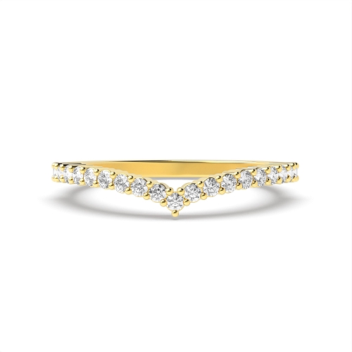 4 Prong Round Yellow Gold Wishbone Eternity Wedding Rings & Bands