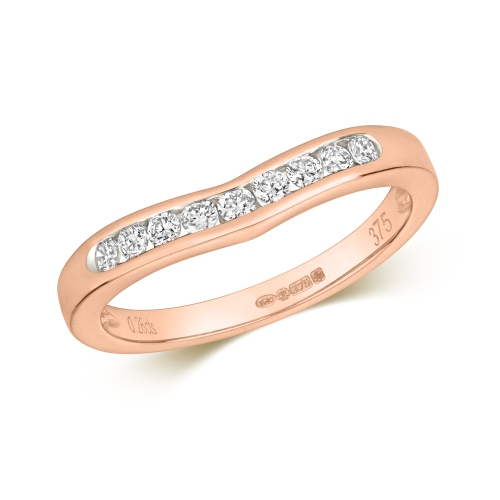 Channel Setting Round Rose Gold Wishbone wedding Eternity Engagement Rings