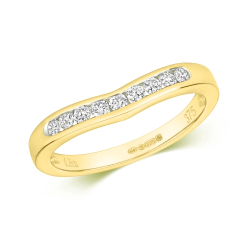 Channel Setting Round Yellow Gold Wishbone wedding Eternity Engagement Rings