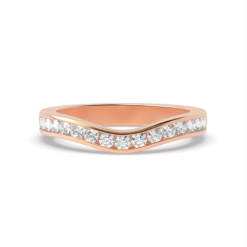 Channel Setting Round Rose Gold Wishbone half carat Eternity Diamond Rings