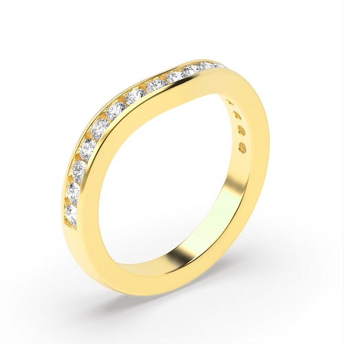 Channel Setting Round Yellow Gold Wishbone half carat Eternity Diamond Rings