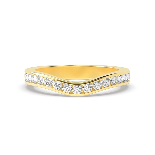Channel Setting Round Yellow Gold Wishbone half carat Eternity Diamond Rings