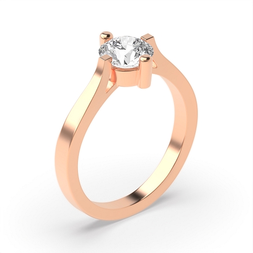 4 Prong Round Rose Gold Tension set Engagement Rings