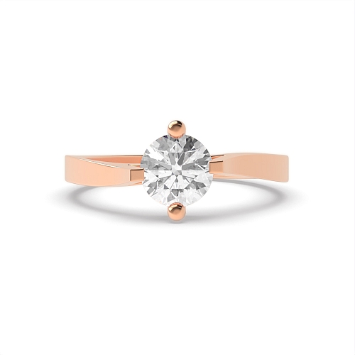 4 Prong Round Rose Gold Tension set Engagement Rings
