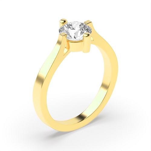 4 Prong Round Yellow Gold Tension set Engagement Rings