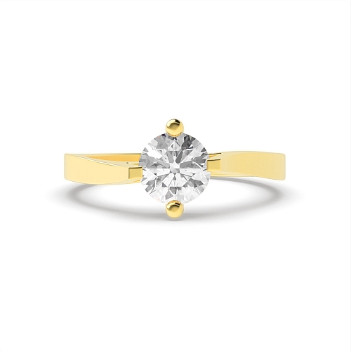 4 Prong Round Yellow Gold Tension set Engagement Rings