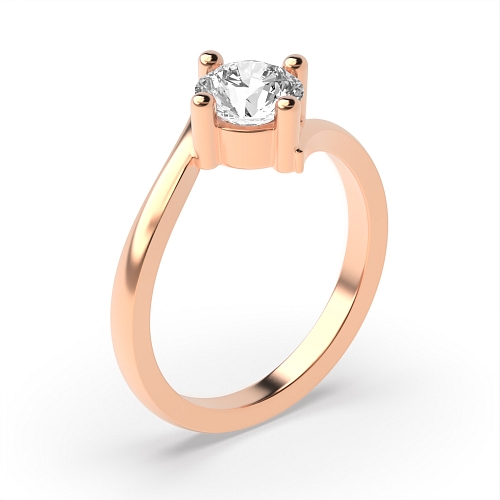4 Prong Round Rose Gold Solid setting Engagement Rings