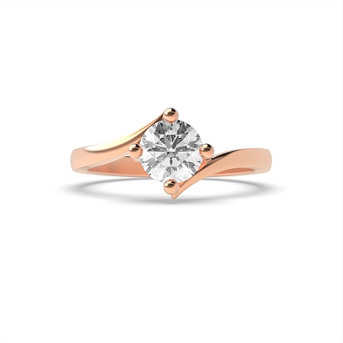 4 Prong Round Rose Gold Solid setting Engagement Rings