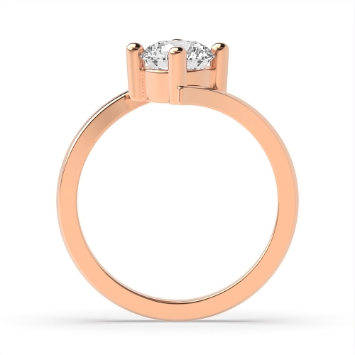 4 Prong Round Rose Gold Solid setting Engagement Rings