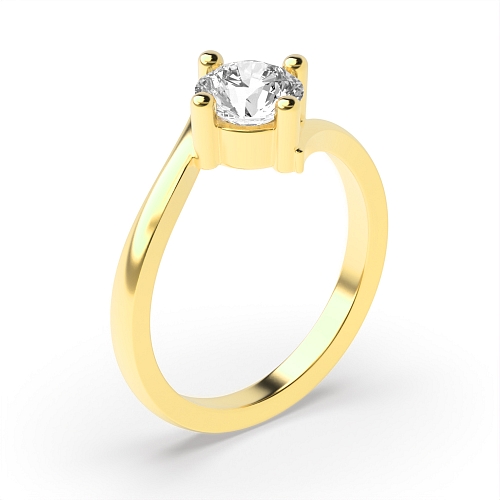 4 Prong Round Yellow Gold Solid setting Engagement Rings