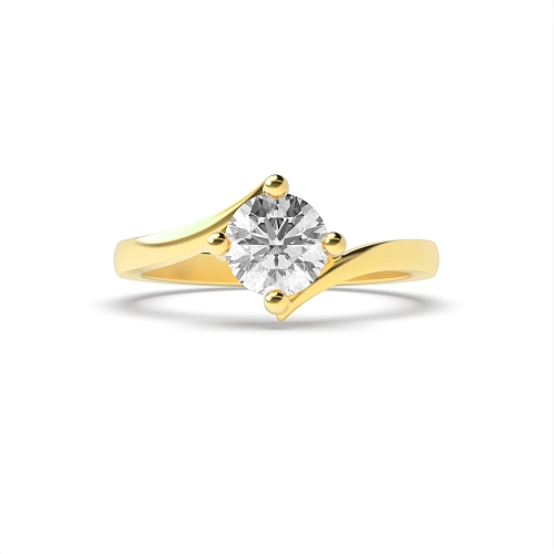 4 Prong Round Yellow Gold Solid setting Engagement Rings