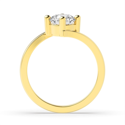 4 Prong Round Yellow Gold Solid setting Engagement Rings