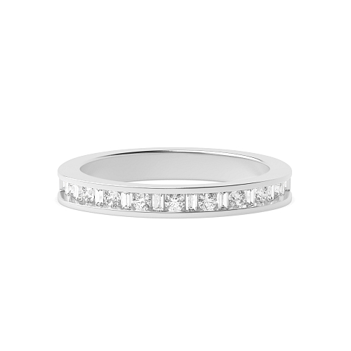 Channel Setting Round/Baguette Pear lusterflare Moissanite Eternity Wedding Rings & Bands