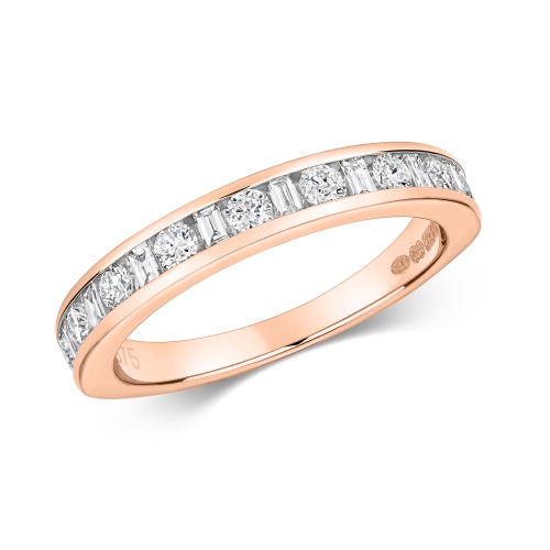 Channel Setting Round/Baguette Rose Gold Royale orb Eternity Diamond Rings