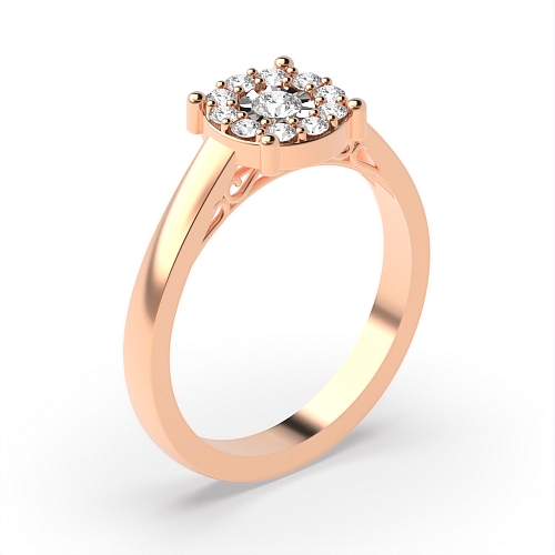 4 Prong Round Rose Gold Unique Cluster Engagement Rings