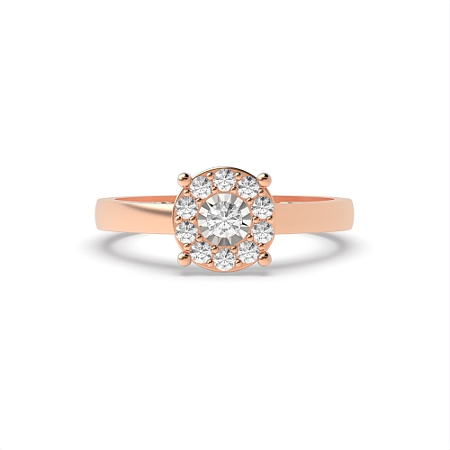 4 Prong Round Rose Gold Unique Cluster Engagement Rings