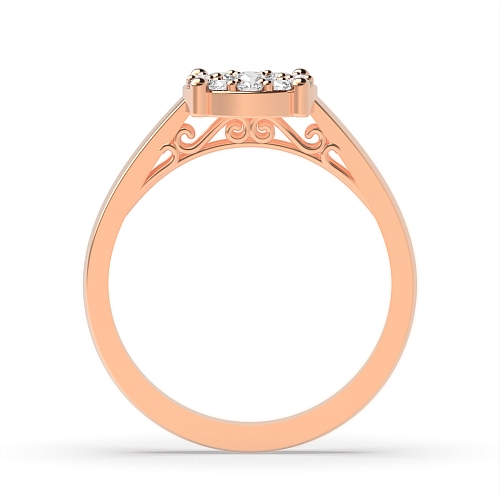 4 Prong Round Rose Gold Unique Cluster Engagement Rings