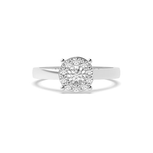 4 Prong Round Unique Cluster Naturally Mined Diamond Engagement Rings