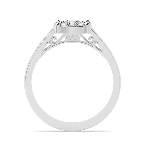 4 Prong Round Unique Cluster Naturally Mined Diamond Engagement Rings