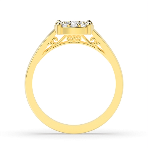 4 Prong Round Yellow Gold Unique Cluster Engagement Rings