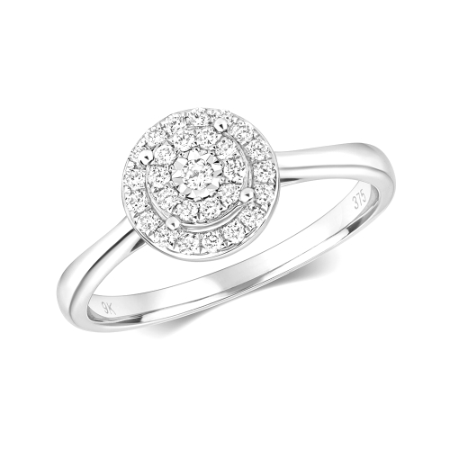 Pave Setting Round White Gold Solitaire Diamond Rings