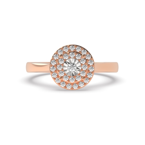 Pave Setting Round Rose Gold Double halo cluster Halo Engagement Rings