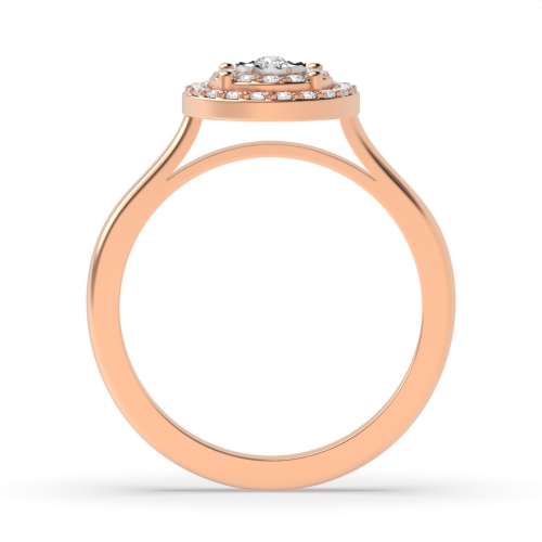 Pave Setting Round Rose Gold Double halo cluster Halo Engagement Rings