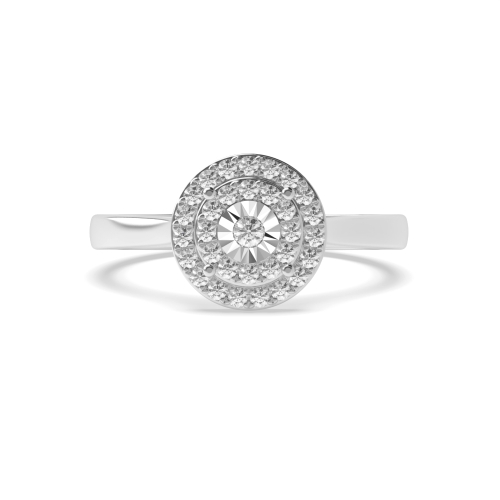 Pave Setting Round Platinum Double halo cluster Halo Engagement Rings