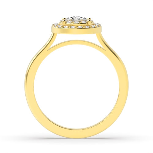 Pave Setting Round Yellow Gold Double halo cluster Engagement Rings