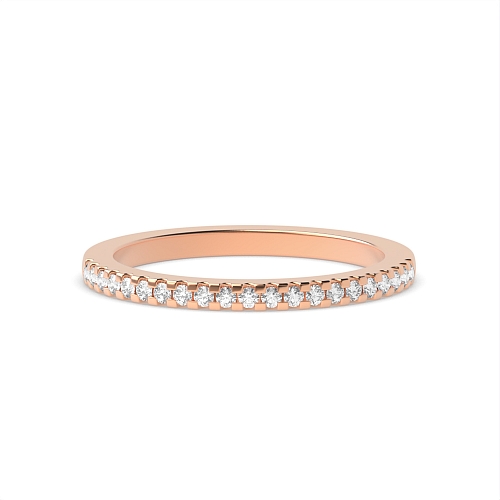 4 Prong Round Rose Gold shared square claw Eternity Diamond Rings
