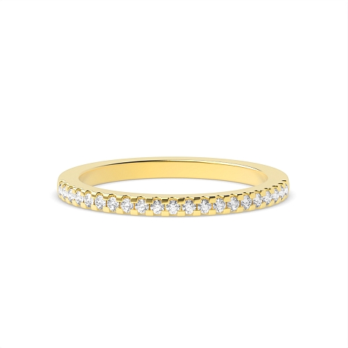 4 Prong Round Yellow Gold shared square claw Eternity Diamond Rings